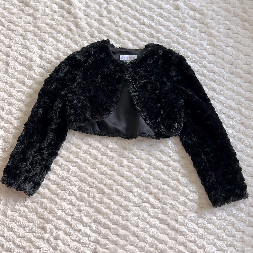 Girls Fluffy Cropped Jacket